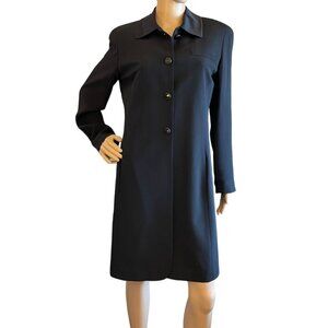 Juliana Collezione 100% Silk Women's Black Long Blazer Size 4 Coat Jacket